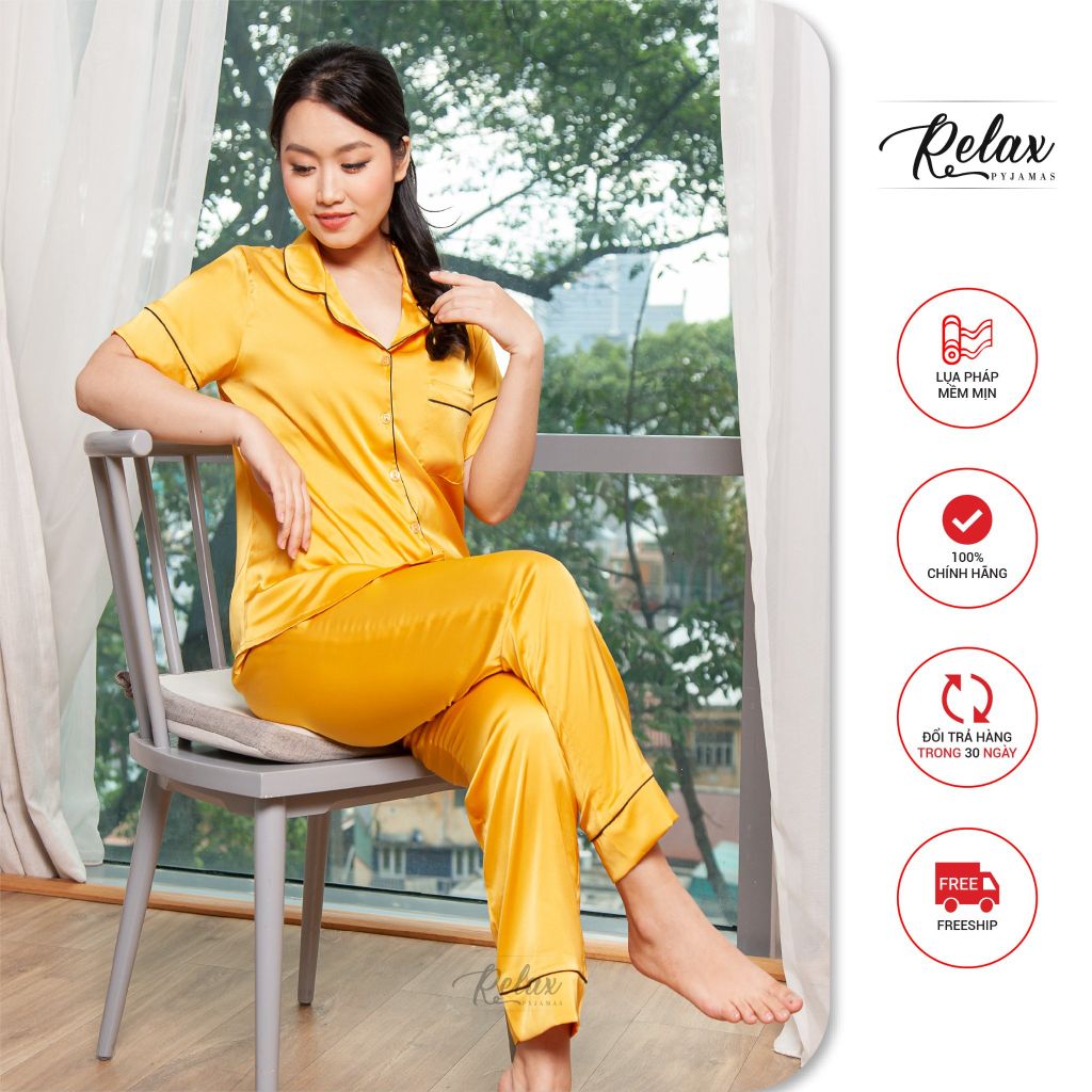 Đồ mặc nhà pyjama tay ngắn quần dài HW1001- vàng đồng