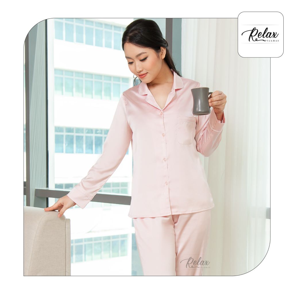 Đồ mặc nhà pyjama tay dài quần dài HW1002-hồng nhạt