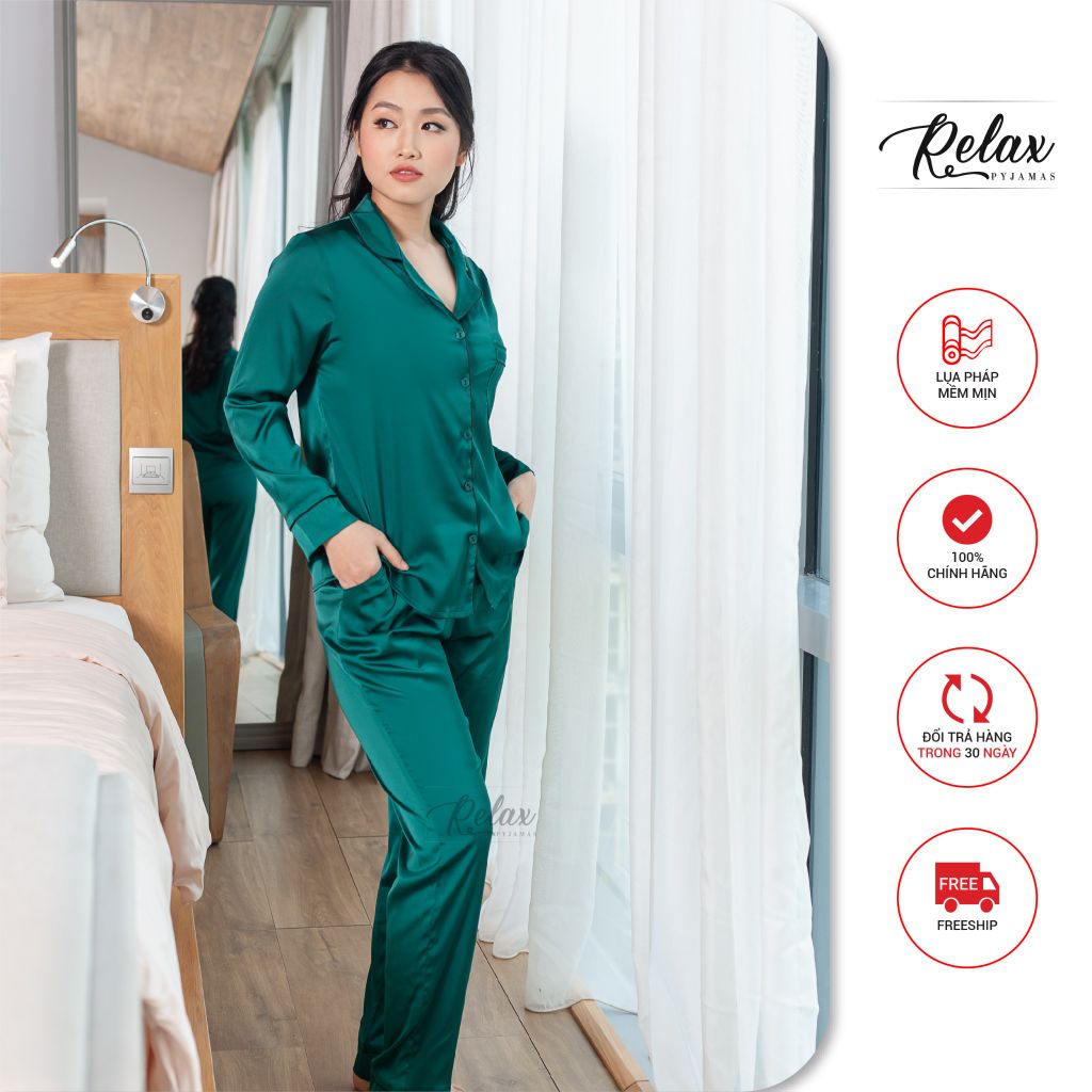 Đồ mặc nhà pyjama tay dài quần dài HW1002-Xanh cổ vịt