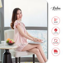 Đồ bộ mặc nhà kiểu nữ cánh tiên quần đùi HW1006-Hồng nhạt