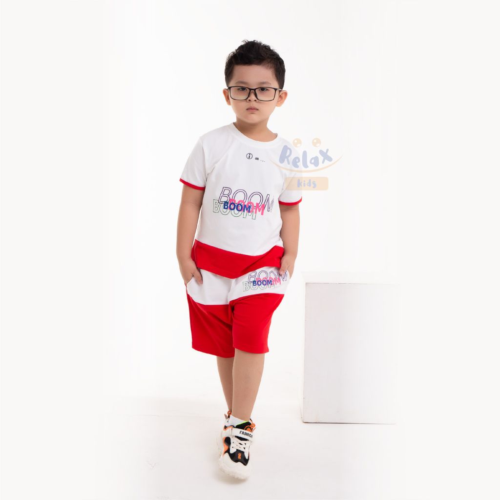 Đồ bộ bé trai thời trang cao cấp Relax Kids KWN1001- Trắng Đỏ