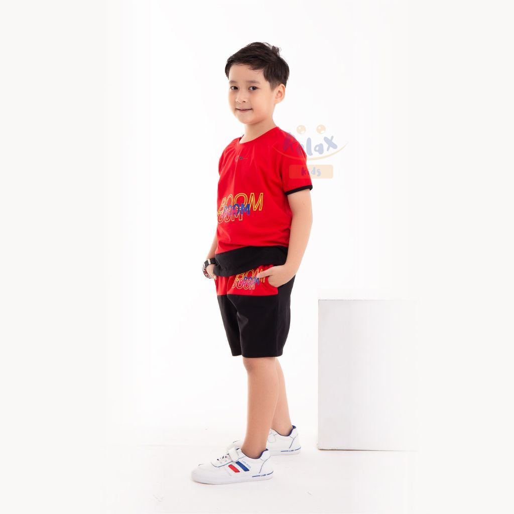 Đồ bộ bé trai thời trang cao cấp Relax Kids KWN1001- Đỏ đen
