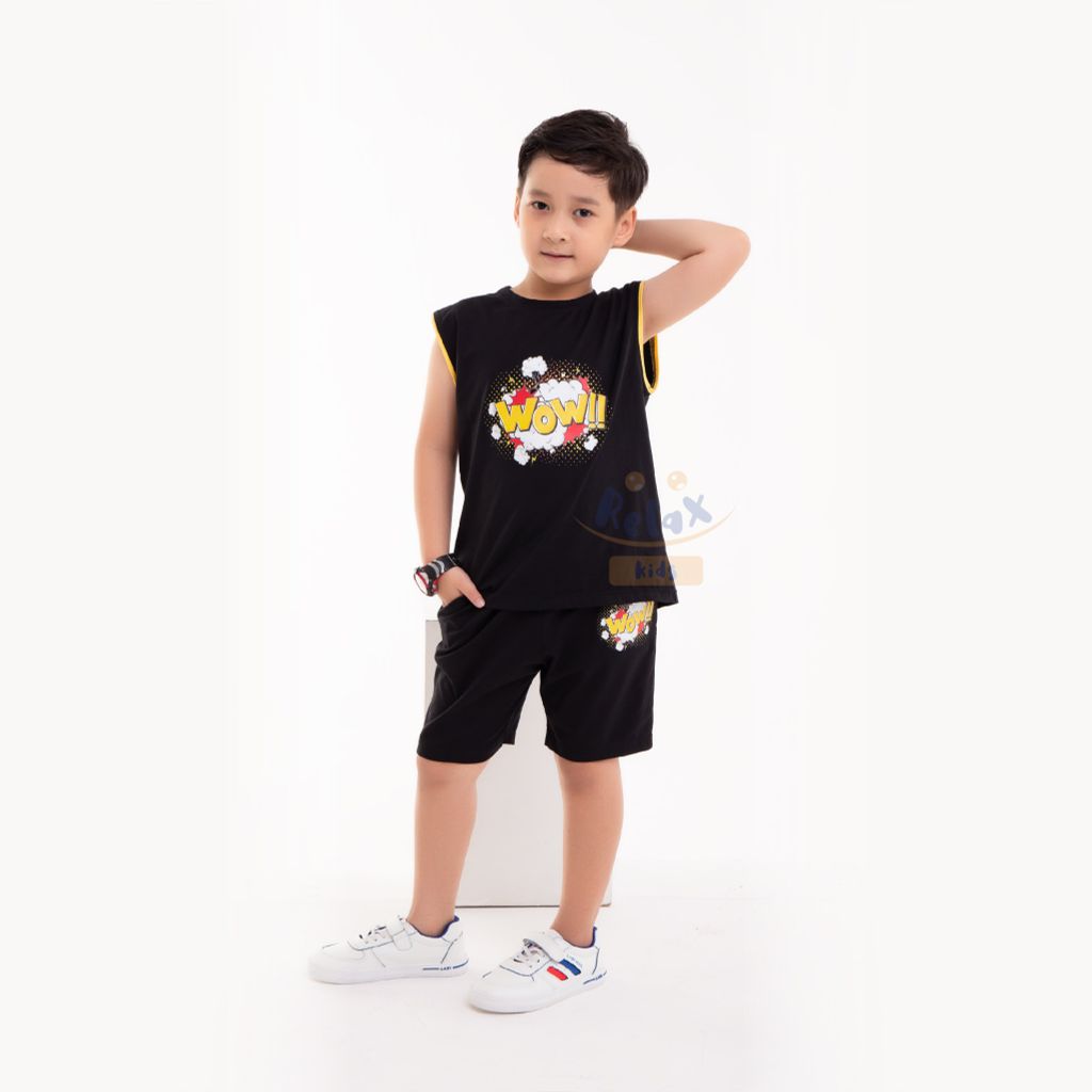 Đồ bộ bé trai thời trang cao cấp Relax Kids KWN1005 - Đen