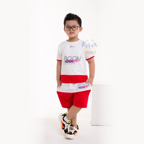 Đồ bộ bé trai thời trang cao cấp Relax Kids KWN1001- Trắng Đỏ