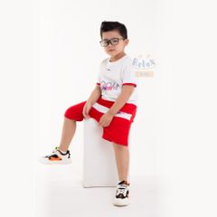 Đồ bộ bé trai thời trang cao cấp Relax Kids KWN1001- Trắng Đỏ