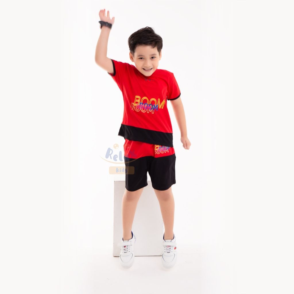 Đồ bộ bé trai thời trang cao cấp Relax Kids KWN1001- Đỏ đen
