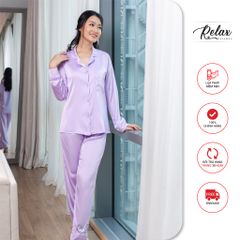 Đồ mặc nhà pyjama tay dài quần dài HW1002-Tím nhạt