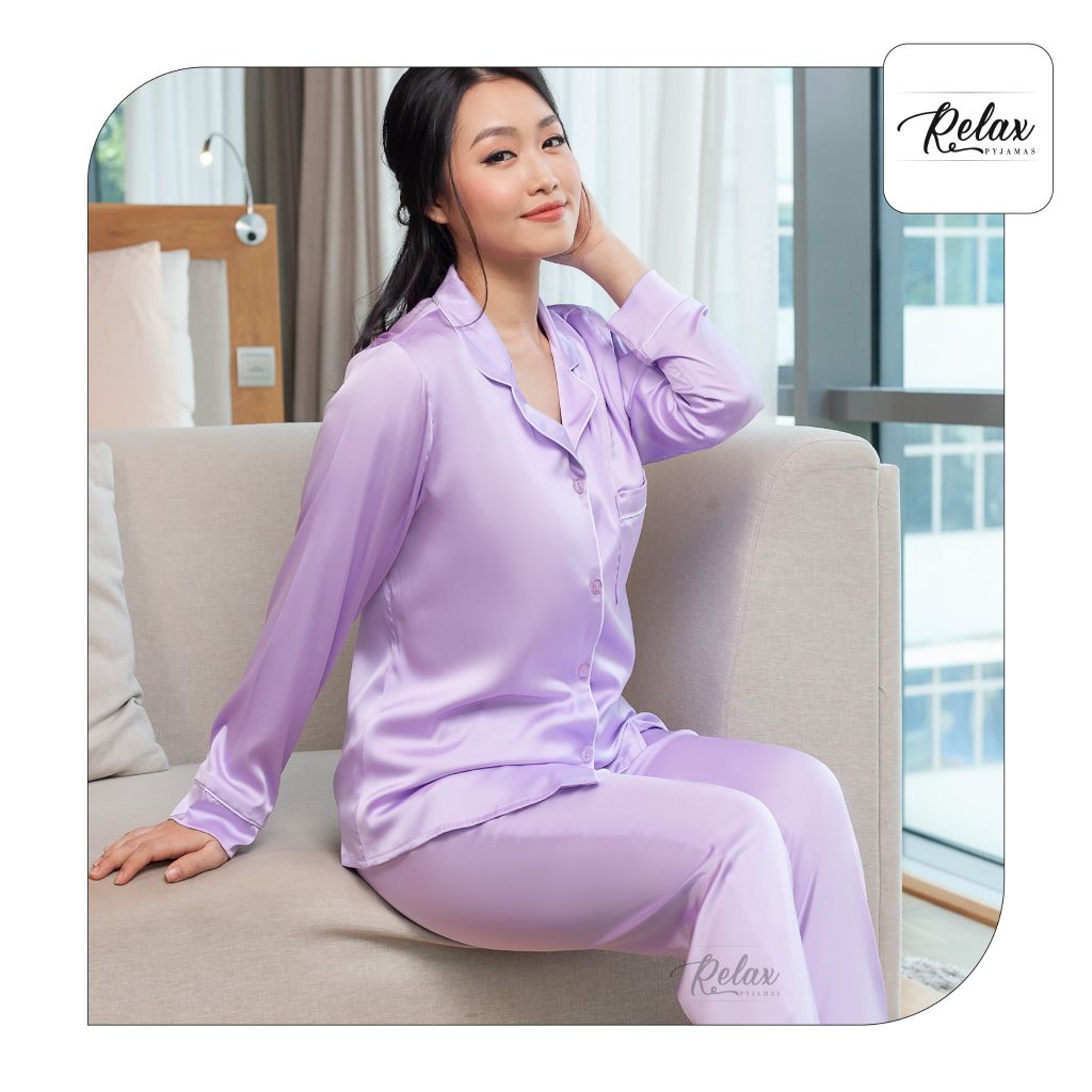 Đồ mặc nhà pyjama tay dài quần dài HW1002-Tím nhạt