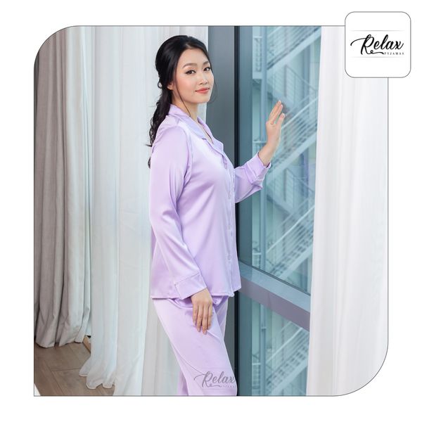 Đồ mặc nhà pyjama tay dài quần dài HW1002-Tím nhạt