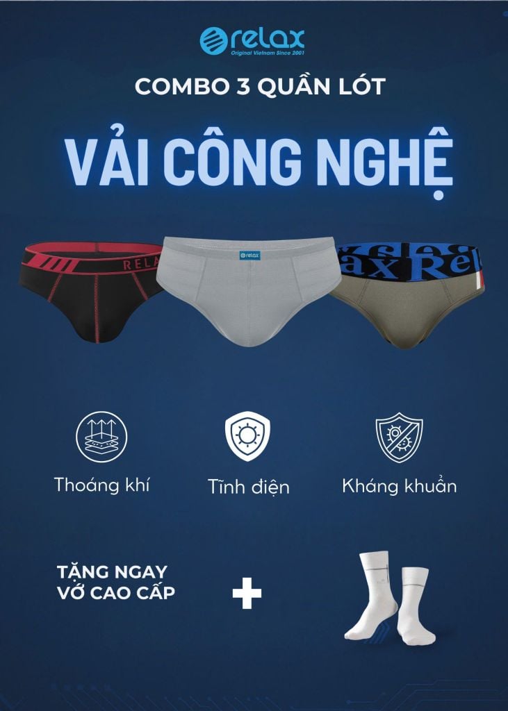 Combo 3 Quần lót nam Relax cao cấp – 3 công nghệ vải hiện đại