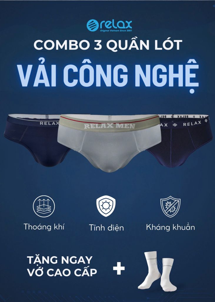 Combo 3 Quần lót nam Relax cao cấp – 3 công nghệ vải hiện đại