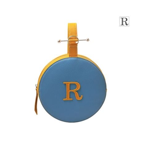 D22cm / Vàng - Xanh blue / Da bò thật vân togo