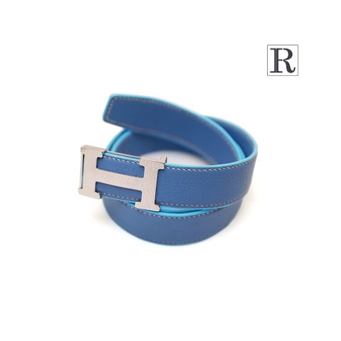 Bản 38mm / Xanh da trời / Da bò thật vân togo