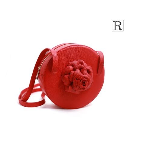 D20cm / Đỏ / Da bò thật (vân mil)