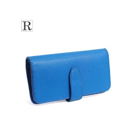 W21 x H10 x D2 cm / Xanh dương / Da bò thật