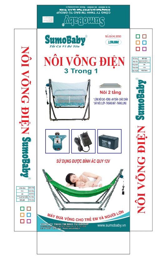 Nôi võng điện 3 trong 1 SumoBaby BT03