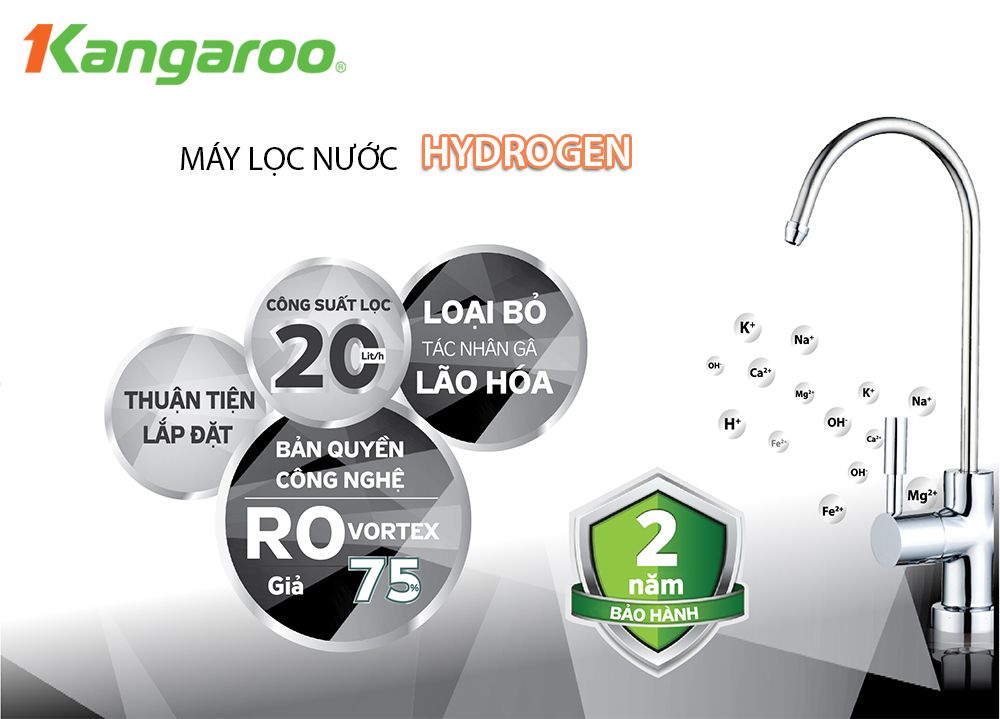 Máy lọc nước HYDROGEN TỪ TÍNH 10 lõi Kangaroo