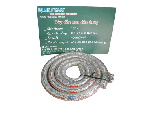 Dây gas trắng BLUESTAR có kẽm (Chuẩn 1,5 mét)