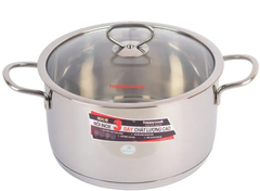 Nồi Inox cao cấp 3 đáy nắp kính Happycook Delux Plus 24cm N24-DLGP