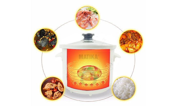 Nồi Kho cá + Tiềm + Nấu cháo bằng điện Matika 2,5L