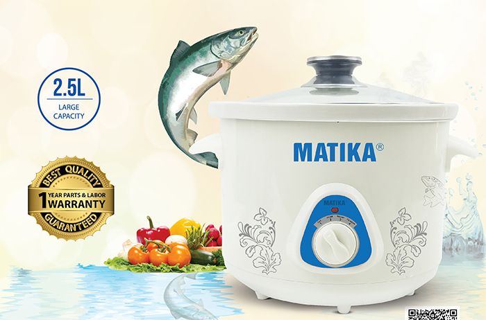 Nồi Kho cá + Tiềm + Nấu cháo bằng điện Matika 2,5L