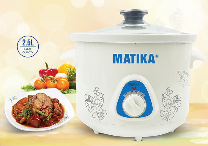 Nồi Kho cá + Tiềm + Nấu cháo bằng điện Matika 2,5L