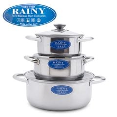 Bộ nồi inox RAINY 1 đáy nắp inox 16-18-24 (TỪ)