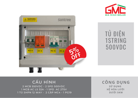 Tủ điện DC/AC - Thiết bị điện SUNTREE 3kw/1 phase - 1 String500