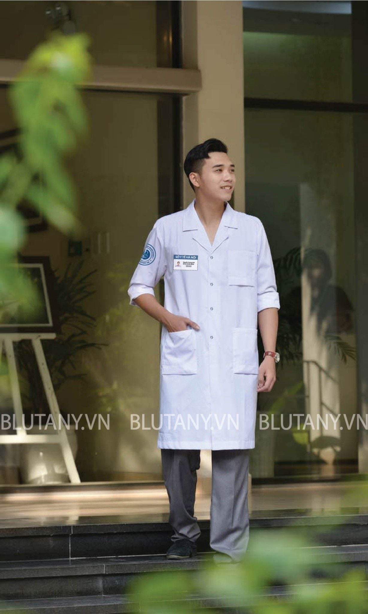 ÁO BÁC SĨ NAM THIẾT KẾ MẪU 01 DÀI  TAY