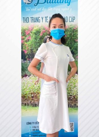 Mẫu Áo Blouse Điều Dưỡng Tay Dài  Đồng Phục Bệnh Viện Chính Hãng
