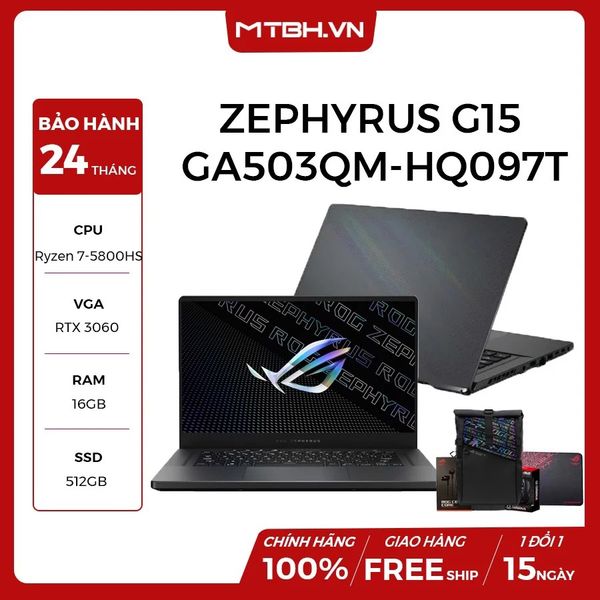 LAPTOP GAMING ASUS ROG ZEPHYRUS G15 GA503QM-HQ097T RYZEN 7 5800HS | RTX 3060 6GB | 16GB RAM | 512GB SSD | 15.6