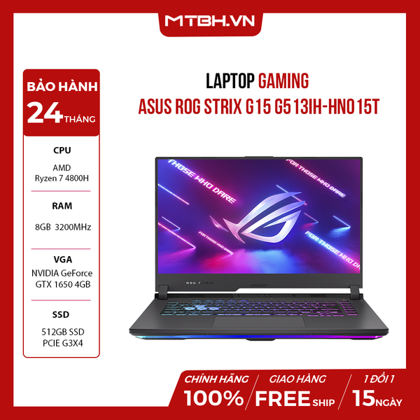 LAPTOP GAMING ASUS ROG STRIX G15 G513IH-HN015T R7-4800H | GTX 1650 4GB | 8GB RAM | 512GB SSD | 15.6' FHD 144Hz | Win 10 VSC