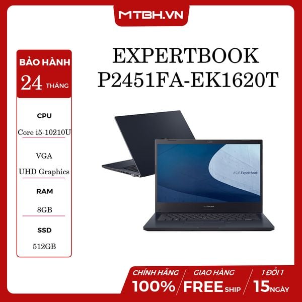 LAPTOP ASUS EXPERTBOOK P2451FA-EK1620T i5-10210U | 8GB RAM | 512GB SSD | 14.0FHD | WIN10 | FPT