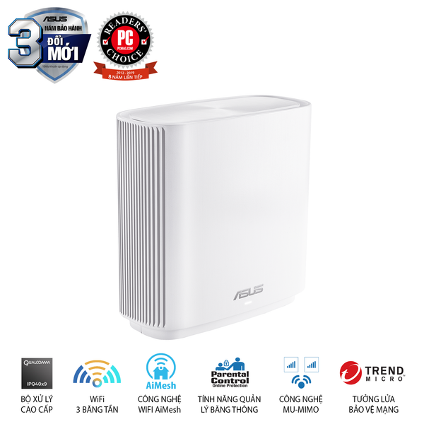 BỘ PHÁT WIFI ZEN CT8 (W-2-PK), MESH WI-FI, Chuẩn AC3000, 3 băng tần