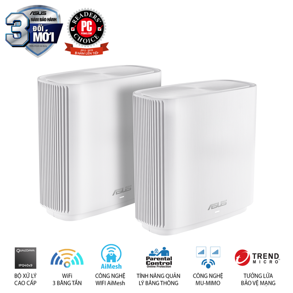 BỘ PHÁT WIFI ZEN CT8 (W-2-PK), MESH WI-FI, Chuẩn AC3000, 3 băng tần