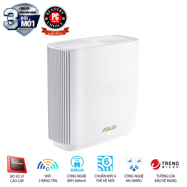 BỘ PHÁT WIFI ZEN XT8 (W-2-PK), MESH WI-FI 6 (802.11ax), Chuẩn AX6600, 3 băng tần
