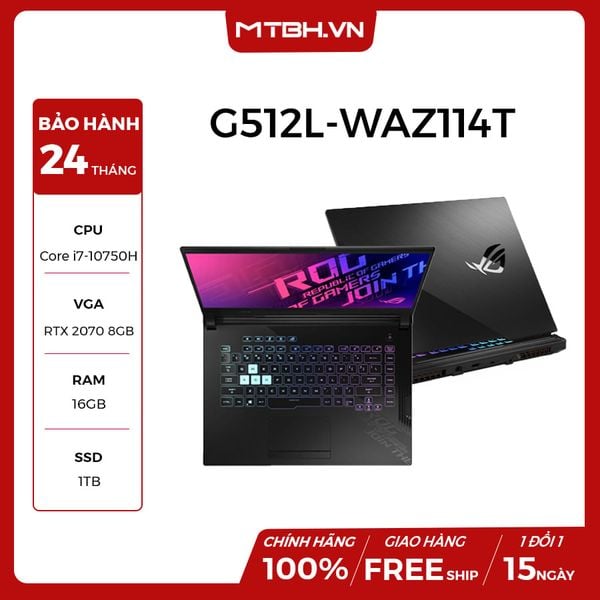 LAPTOP GAMING ASUS ROG STRIX G15 G512L-WAZ114T GEFORCE RTX 2070 8GB INTEL CORE I7 10750H 16GB 1TB 15.6″ 240HZ IPS 4-ZONE RGB WIN 10 DGW