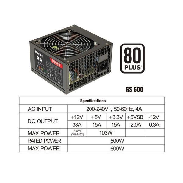 PSU HUNTKEY GS600 80 PLUS NEW BH 36TH