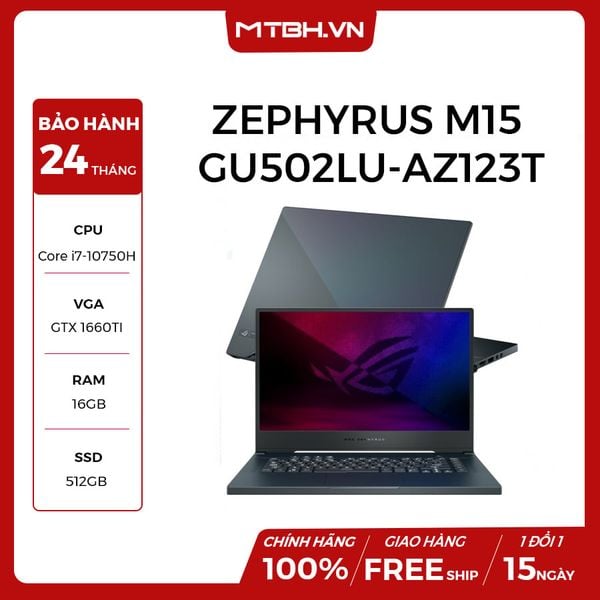 LAPTOP ASUS ROG ZEPHYRUS M15 GU502LU-AZ123T GEFORCE GTX 1660TI 6GB INTEL CORE I7 10750H 16GB 512GB 15.6″ FHD IPS 240HZ 3MS PERKEY RGB WIN 10