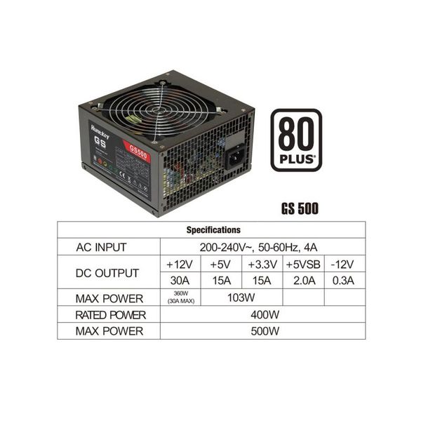 PSU HUNTKEY GS500 80 PLUS NEW BH 36TH