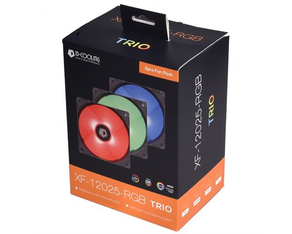 FAN CASE ID-COOLING XF-12025-ARGB-TRIO 3pcs Pack ( Addressable RGB, RGB SYNC With motherboard, internal cable controller included )
