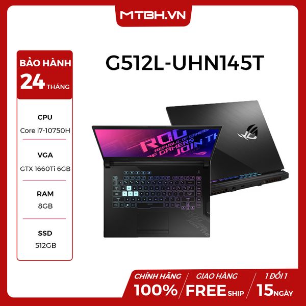 LAPTOP GAMING ASUS ROG STRIX G15 G512L-UHN145T GEFORCE GTX 1660TI 6GB INTEL CORE I7 10750H 8GB 512GB 15.6″ 144HZ IPS RGB KEYBOARD WIN 10 DGW