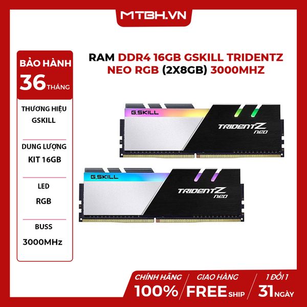 RAM DDR4 16GB GSKILL TRIDENTZ NEO RGB (2X8GB) 3000MHz