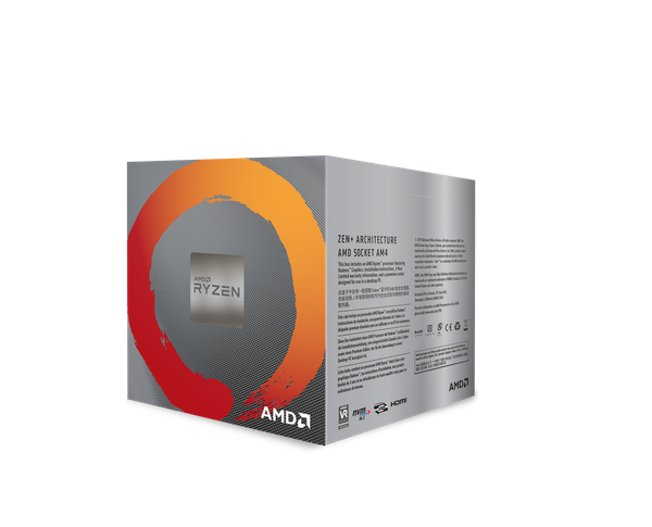 CPU AMD Ryzen 5 3400G, with Wraith Spire cooler/ 3.7 GHz (4.2 GHz with boost) / 6MB / 4 cores 8 threads / Radeon Vega 11 / 65W / Socket AM4