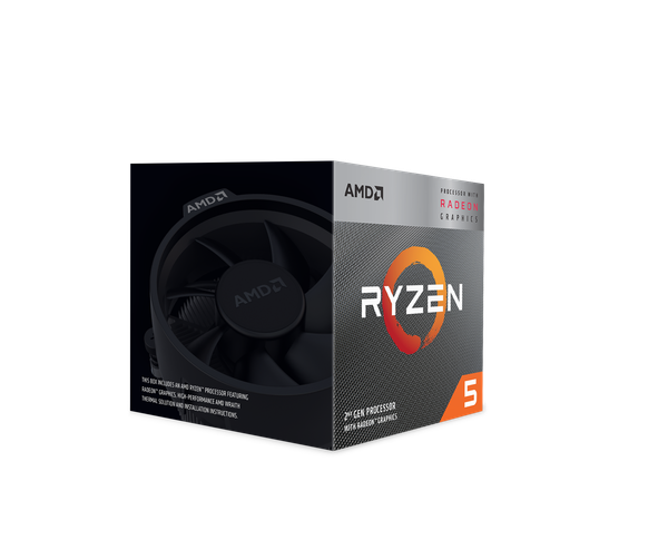 CPU AMD Ryzen 5 3400G, with Wraith Spire cooler/ 3.7 GHz (4.2 GHz with boost) / 6MB / 4 cores 8 threads / Radeon Vega 11 / 65W / Socket AM4