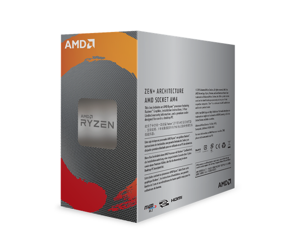 CPU AMD Ryzen 3 3200G, with Wraith Stealth cooler/ 3.6 GHz (4.0 GHz with boost) / 6MB / 4 cores 4 threads / Radeon Vega 8 / 65W / Socket AM4