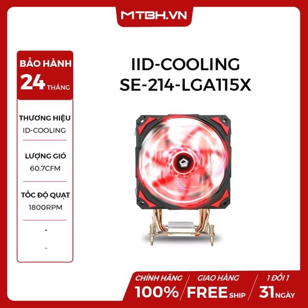 TẢN NHIỆT CPU ID-COOLING SE-214-LGA115X ( 4 Heatpipe Direct Touch Intel 115x 120mm PWM Red LED Fan )