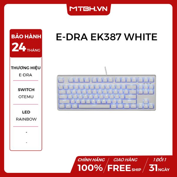 BÀN PHÍM CƠ E-DRA EK387 BLUE SWITCH WHITE