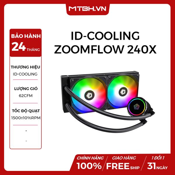 TẢN NHIỆT NƯỚC ID-COOLING ZOOMFLOW 240X (Addressable RGB, RF Remote Control RGB SYNC With motherboard/ RGB Water Cooler 240mm PWM)