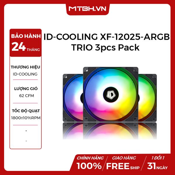 FAN CASE ID-COOLING XF-12025-ARGB-TRIO 3pcs Pack ( Addressable RGB, RGB SYNC With motherboard, internal cable controller included )
